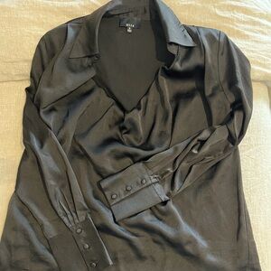 Vici Black satin cowl neck Blouse